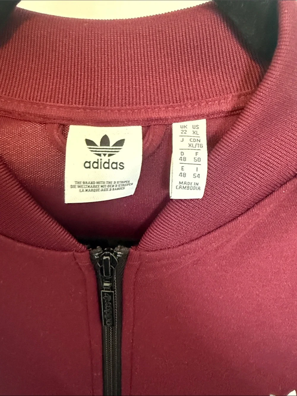 adidas Maroon, Black & Cream Three-Stripe Track Jacket